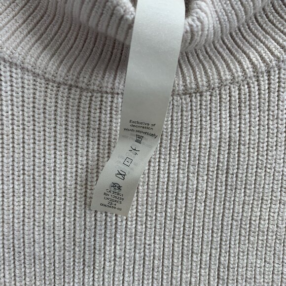 Lululemon Sweater Womens 2 Ribbed Merino Wool Blend Turtleneck Heathered Natural - Picture 6 of 8
